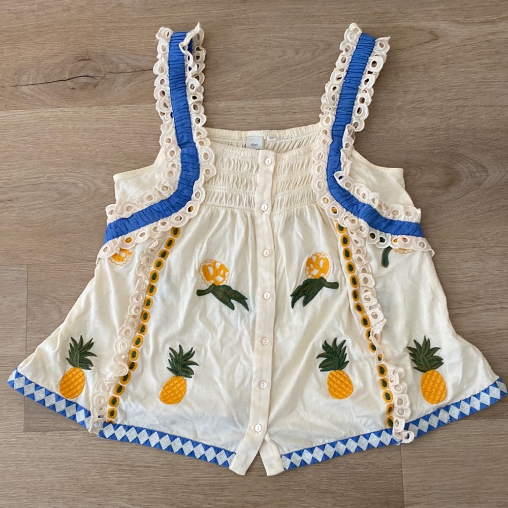 Seen Worn Kept Pineapple Ruffle Tank
